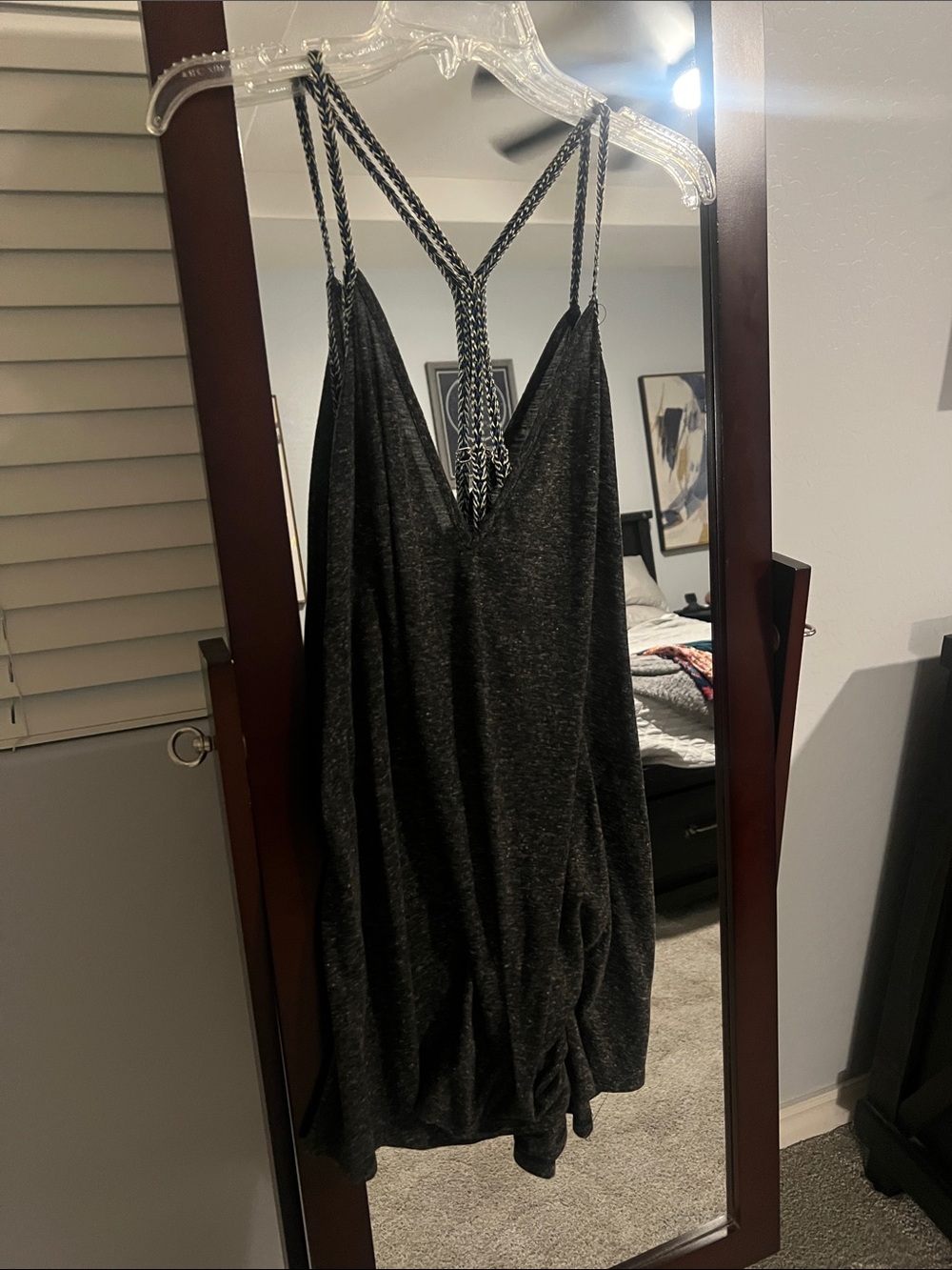 Xhilaration Charcoal Gray Tank Dress with Braided Straps